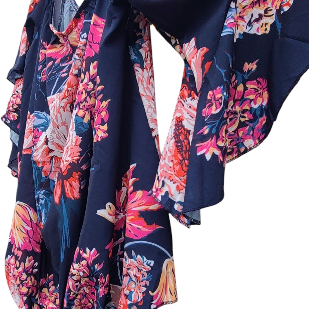 Women's Off-The-Shoulder Vibrant Floral Blouse - Size Large - Picture 9 of 15